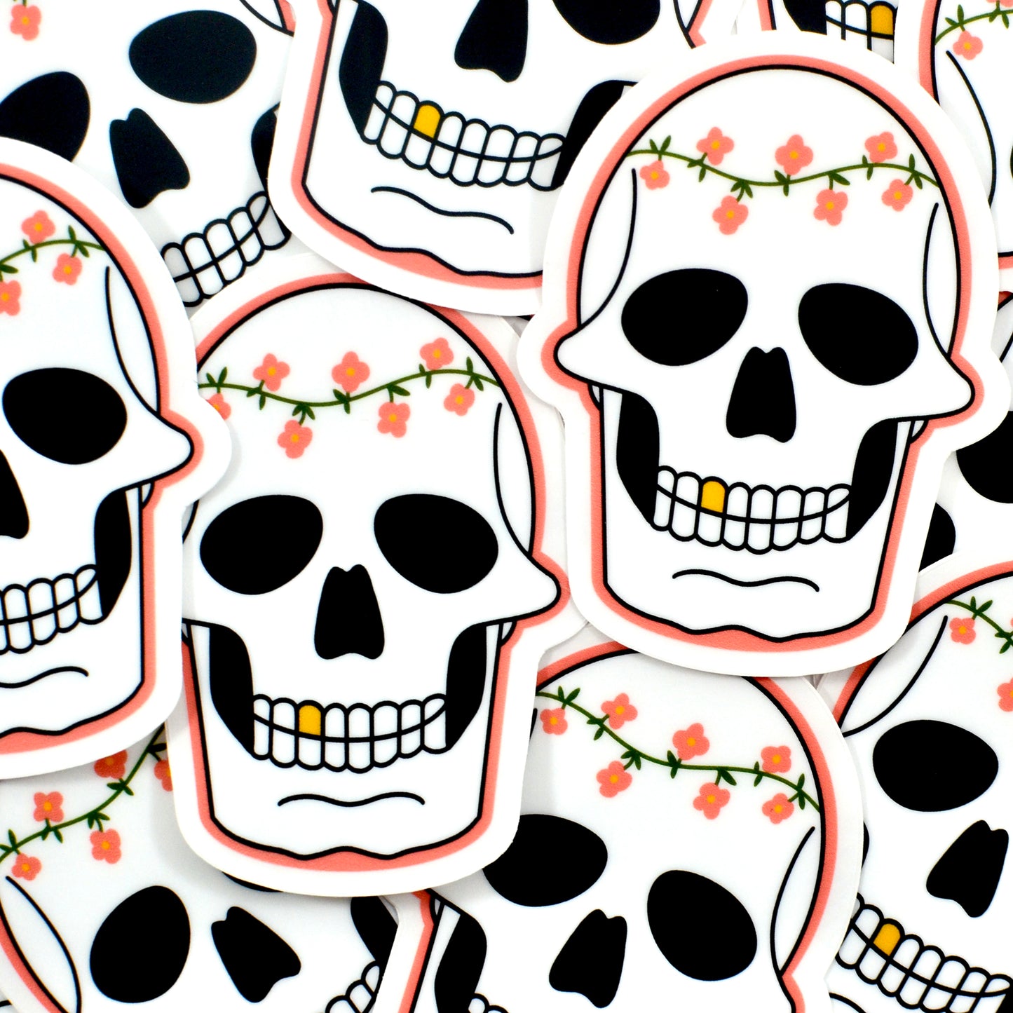 Pink Flower Skull Sticker