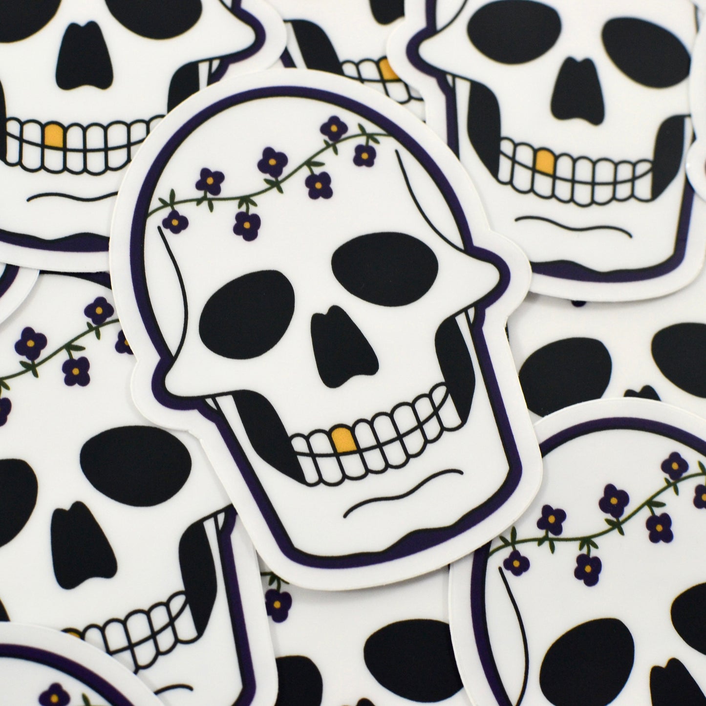 Decaying Flower Skull Sticker