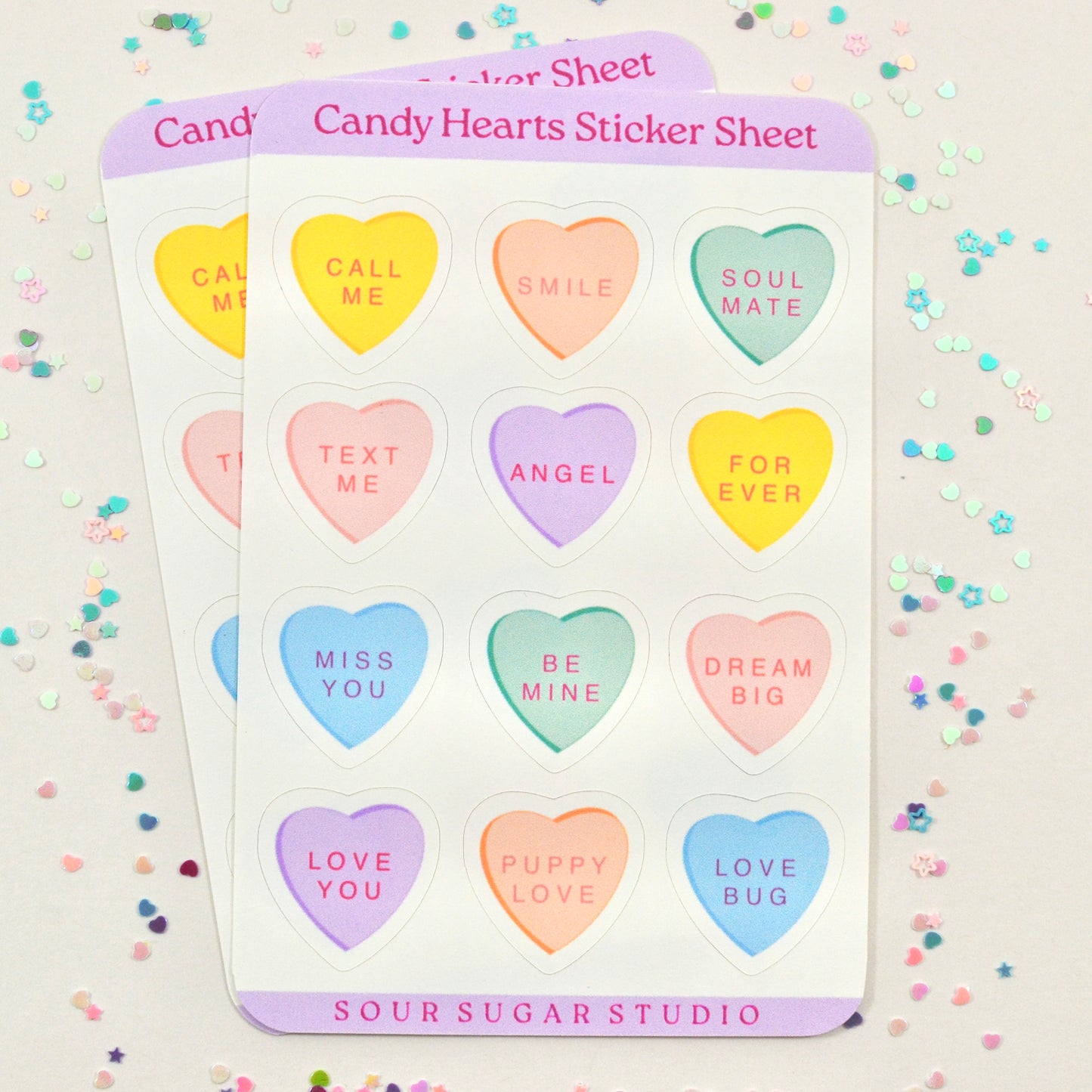 Candy Hearts Sticker Sheet