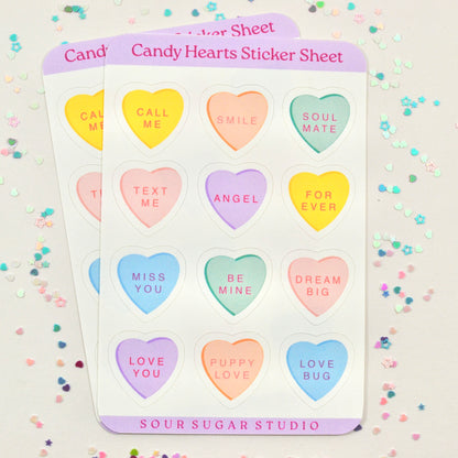 Candy Hearts Sticker Sheet