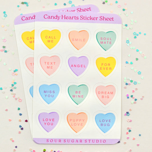 Candy Hearts Sticker Sheet