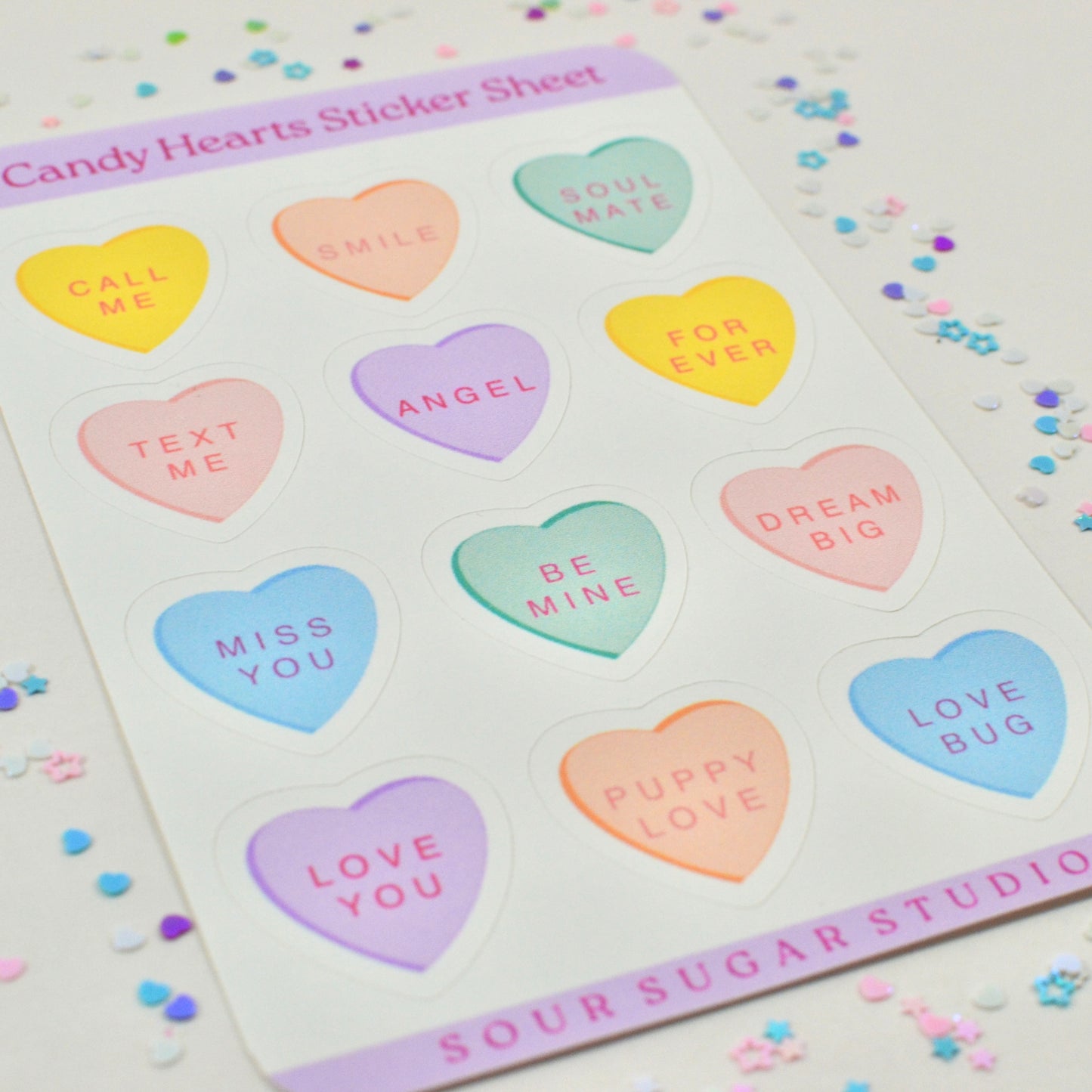 Candy Hearts Sticker Sheet