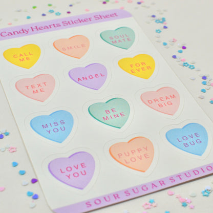 Candy Hearts Sticker Sheet