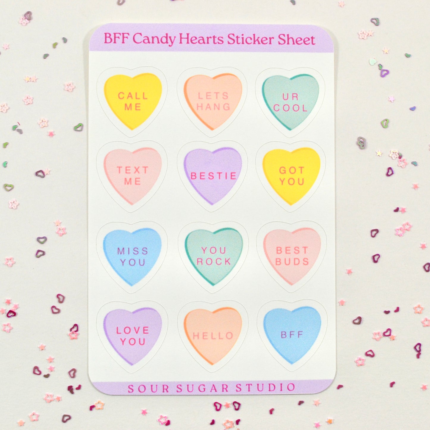 Candy Hearts Sticker Sheet